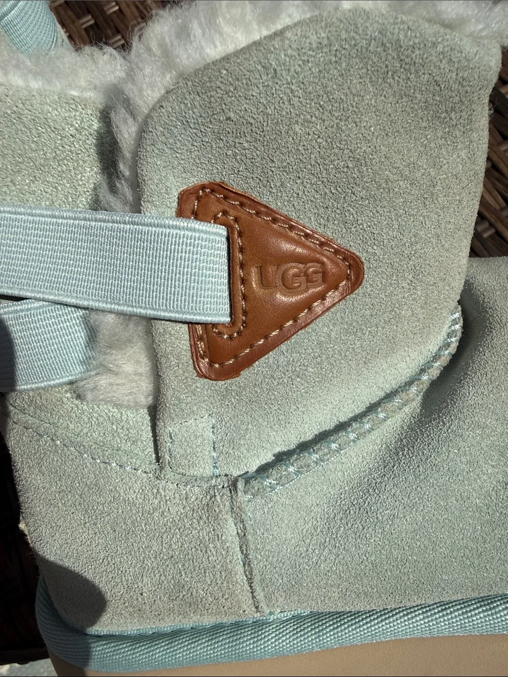 UGG Kids Pale Blue Suede Shearling Lined Boots